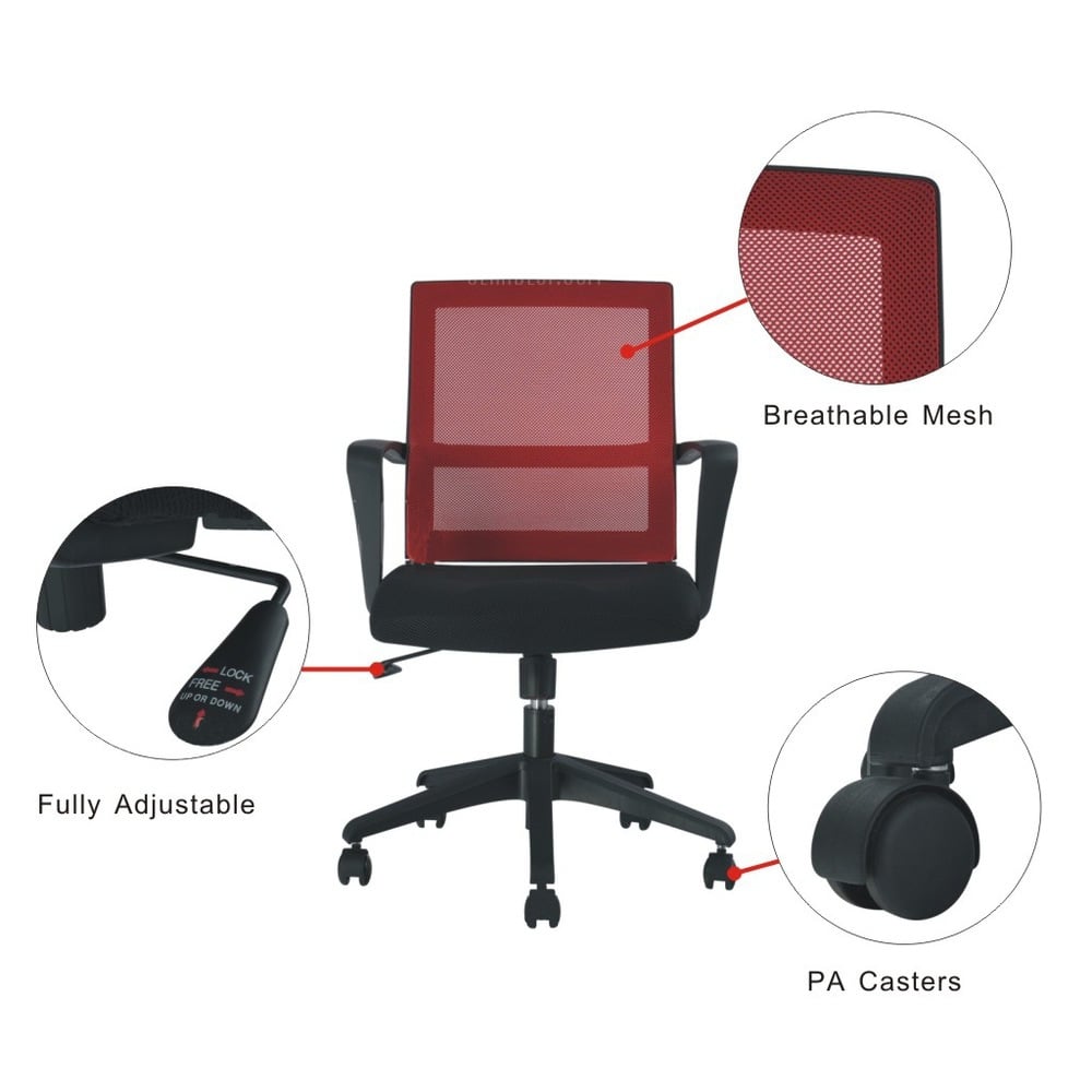 Sedia per Ufficio con Schienale Medio Nero/Bordeaux - Techly ICA-CT MC064