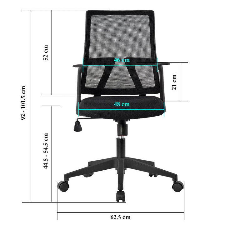Sedia da Ufficio con Seduta Imbottita e Schienale in Rete - Techly ICA-CT MC085BK
