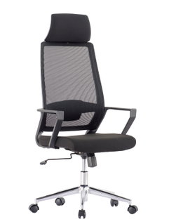 Sedia per Ufficio con Schienale Alto e Base Cromata Nero - Techly ICA-CT MCA033