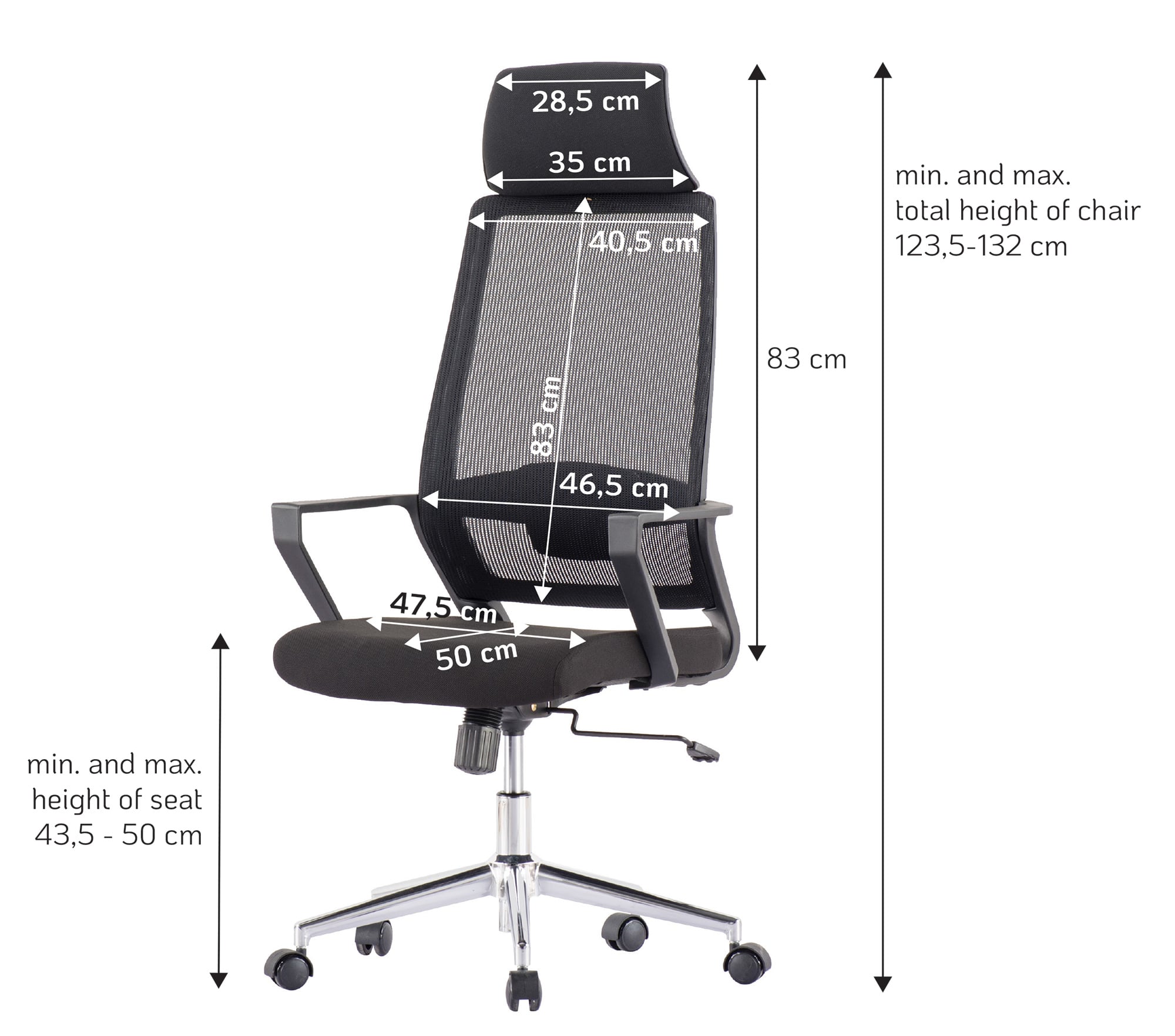 Sedia per Ufficio con Schienale Alto e Base Cromata Nero - Techly ICA-CT MCA033