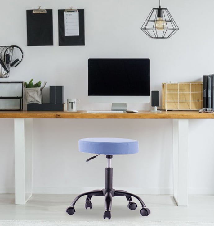 Sgabello Girevole con Ruote Altezza Regolabile Tessuto Sfoderabile Blu - Techly ICA-CT SGW-BL