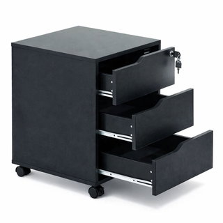 Cassettiera a Tre Cassetti con Ruote per Scrivania Nero - Techly ICA-FC 30BK
