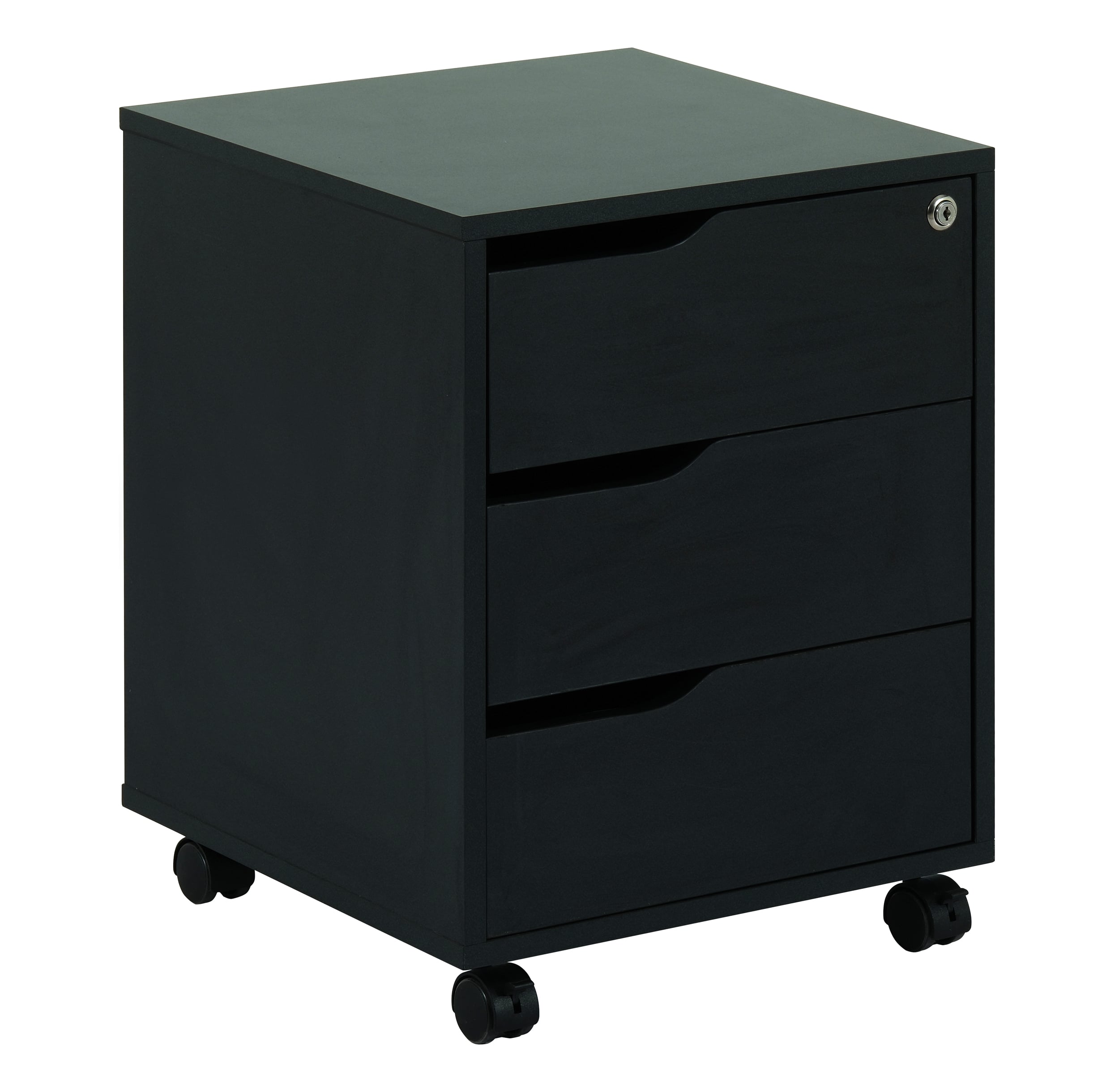 Cassettiera a Tre Cassetti con Ruote per Scrivania Nero - Techly ICA-FC 30BK