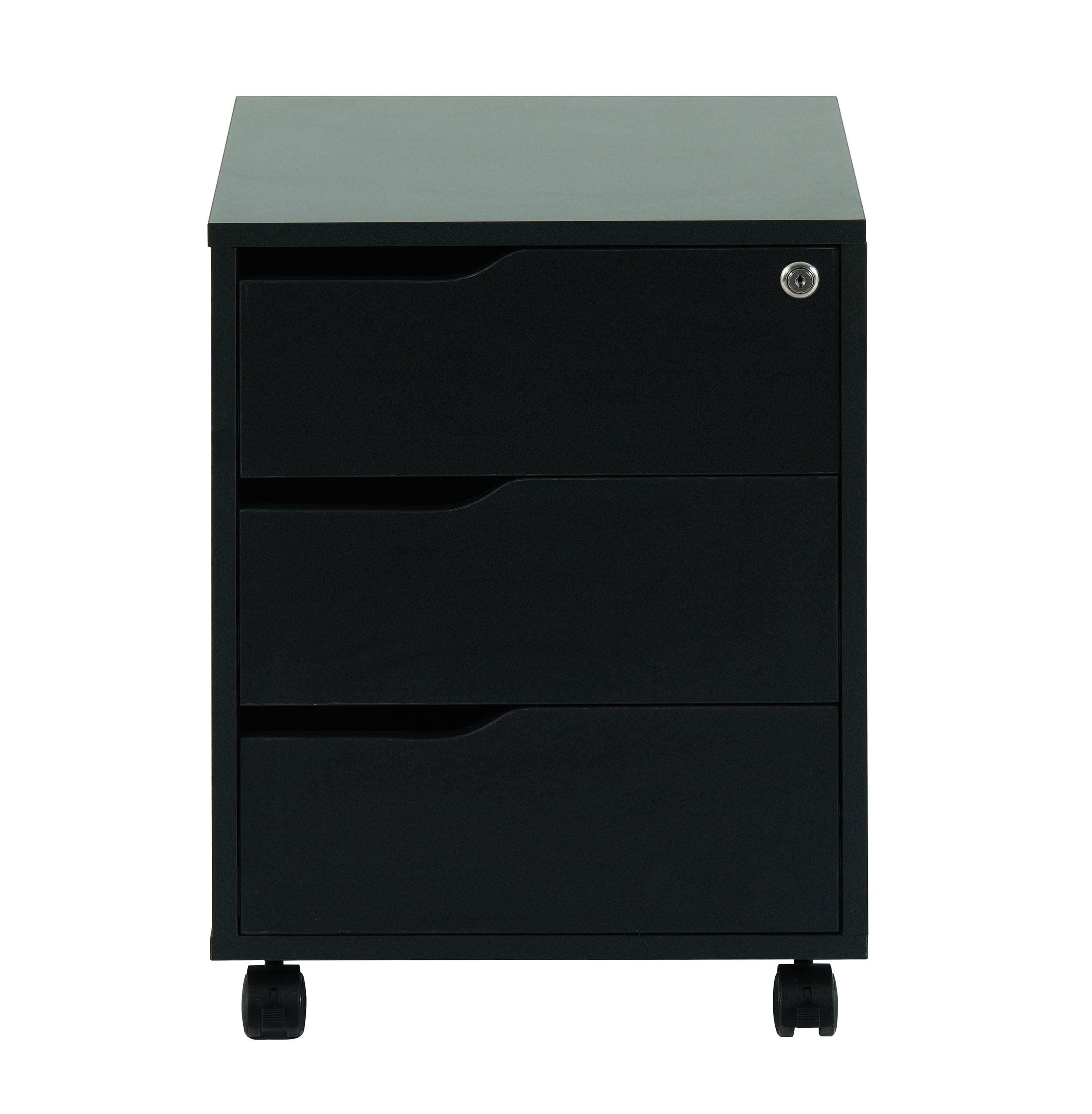Cassettiera a Tre Cassetti con Ruote per Scrivania Nero - Techly ICA-FC 30BK