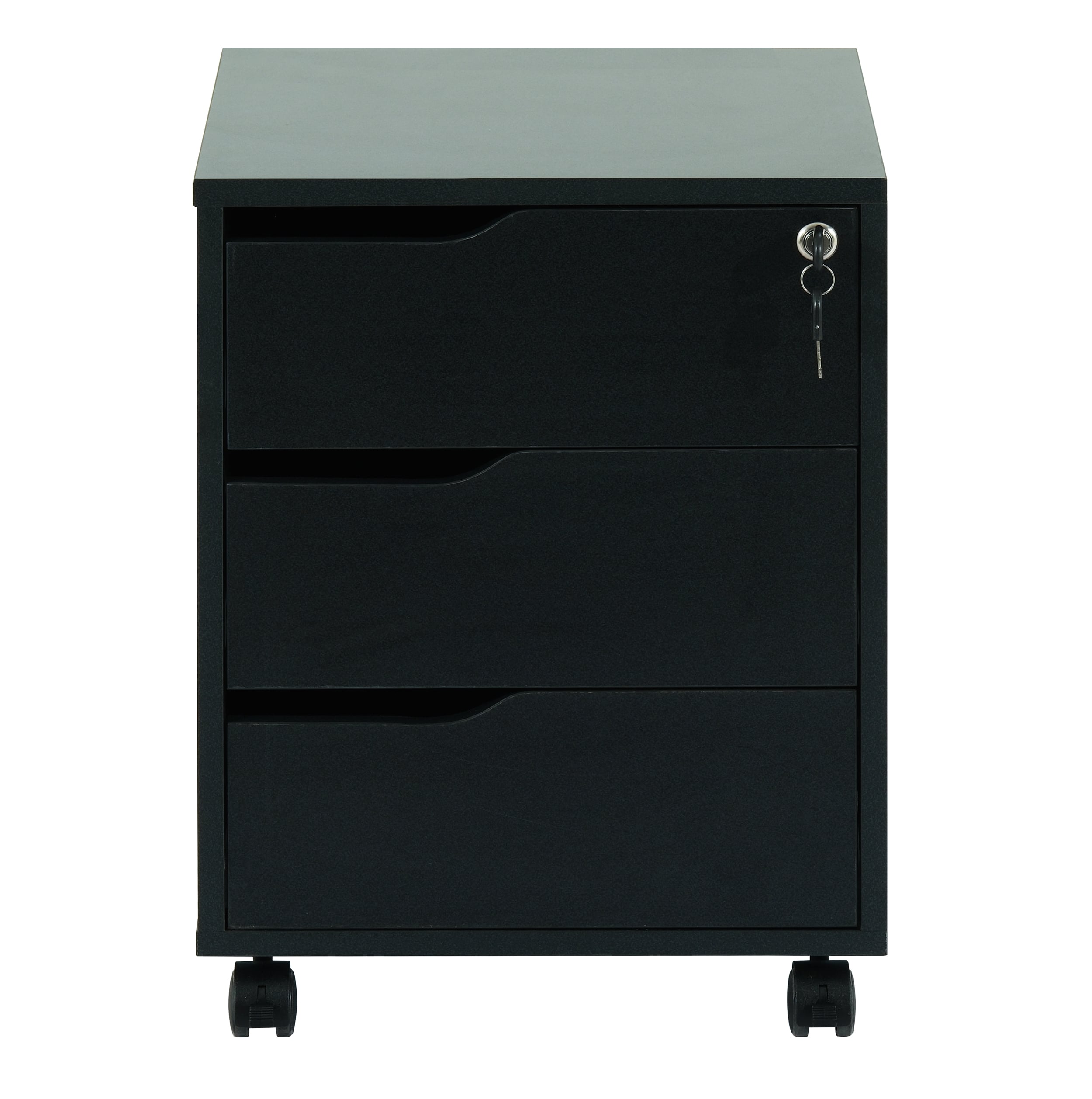 Cassettiera a Tre Cassetti con Ruote per Scrivania Nero - Techly ICA-FC 30BK