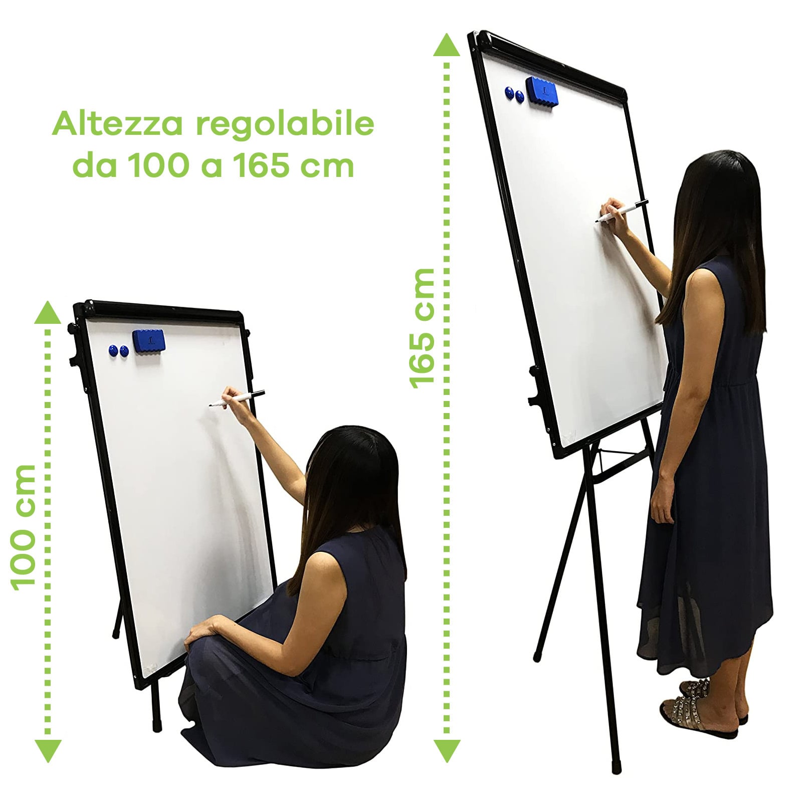 Lavagna Magnetica Flipchart Fogli Mobili 60x90 cm Altezza Regolabile - Techly ICA-FP 602