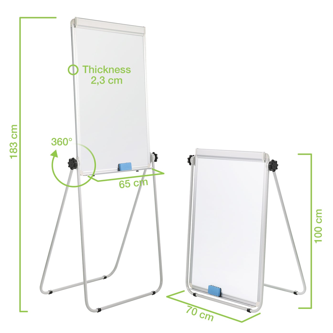 70 x 100 cm portable flipchart magnetic board with support - Techly ICA-FP 6670