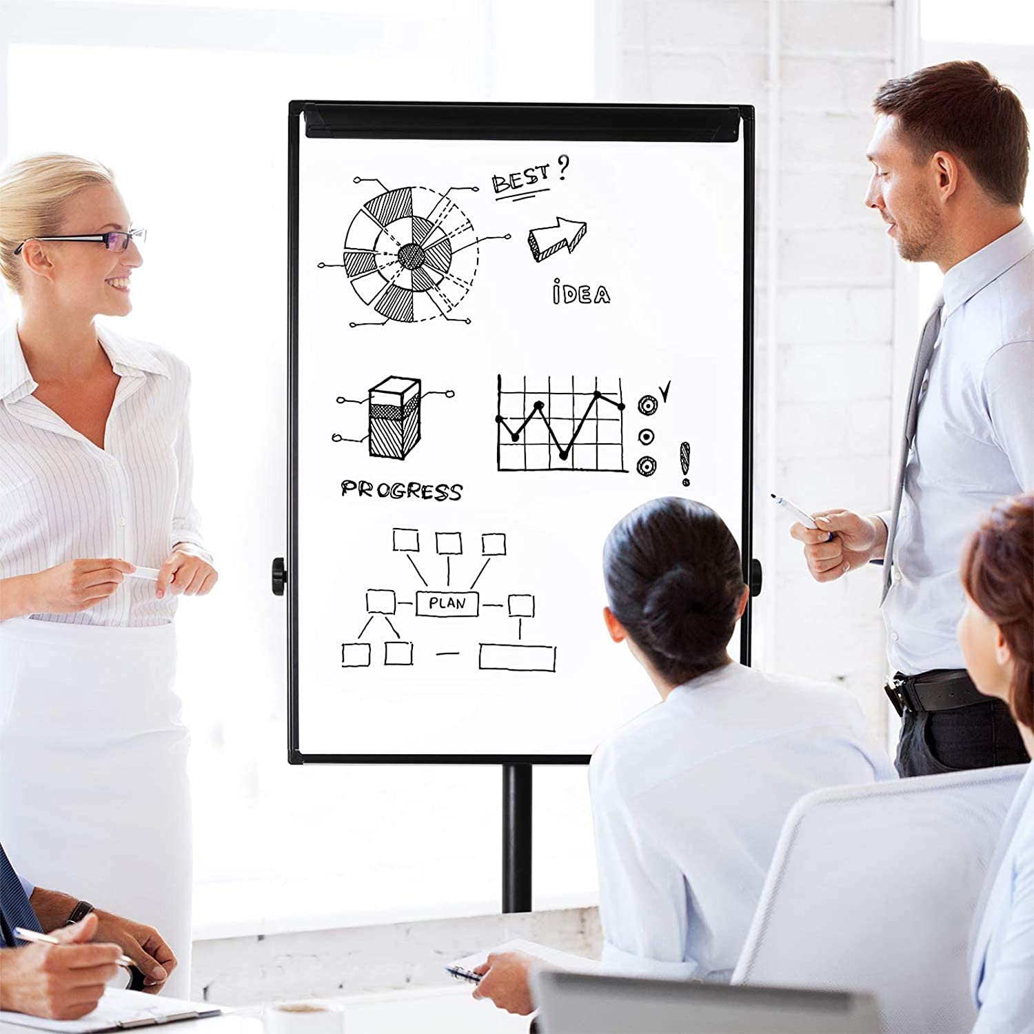 Lavagna Magnetica Cancellabile Flipchart Portablocco Ruote 70x100 cm - Techly ICA-FP 710