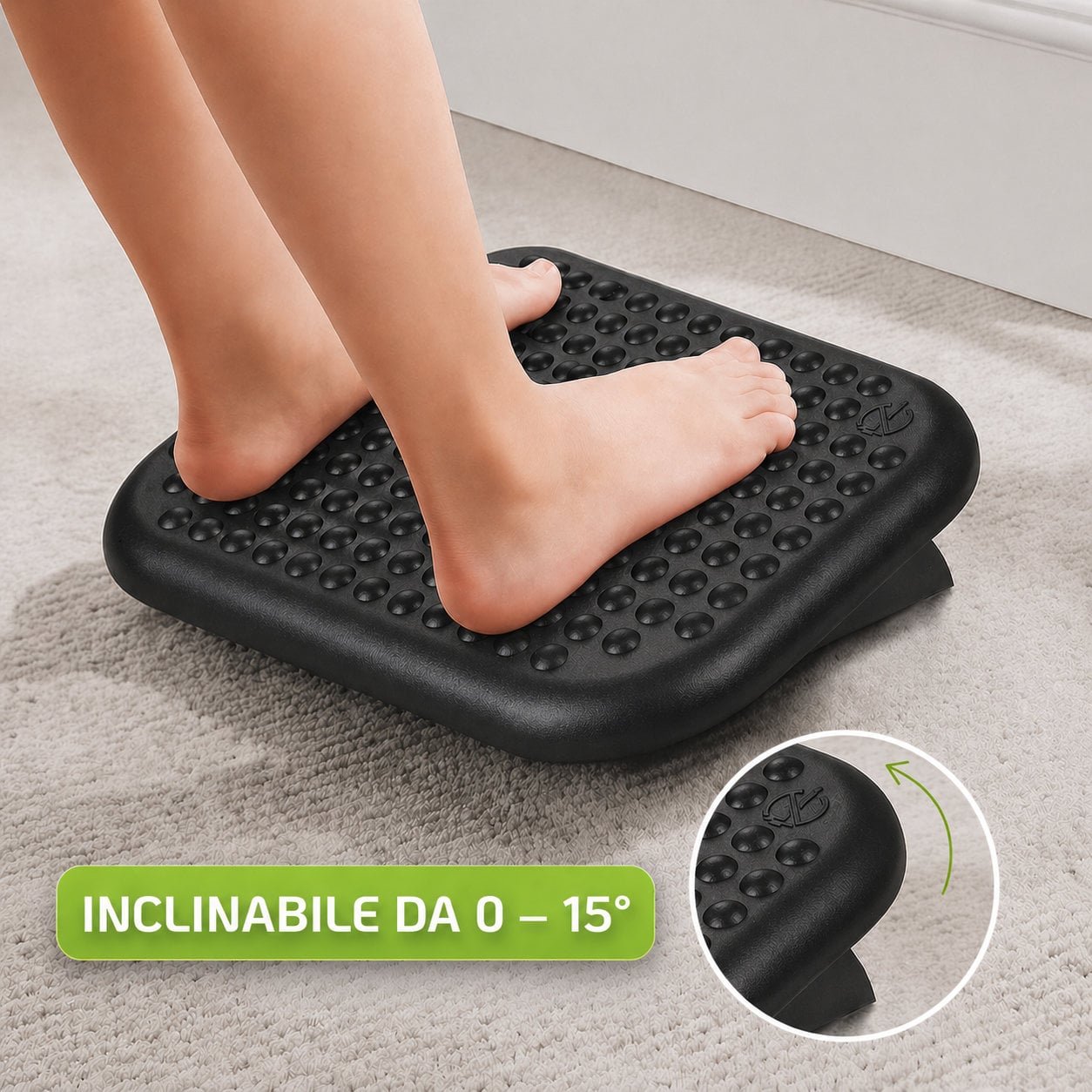 Poggiapiedi Antiscivolo Regolabile in Inclinazione - Techly ICA-FR 60