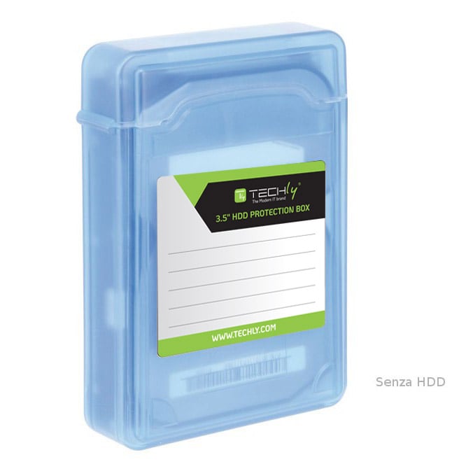 Scatola di Protezione per 1 HDD 3,5'' Azzurro Trasparente - Techly ICA-HD 35B
