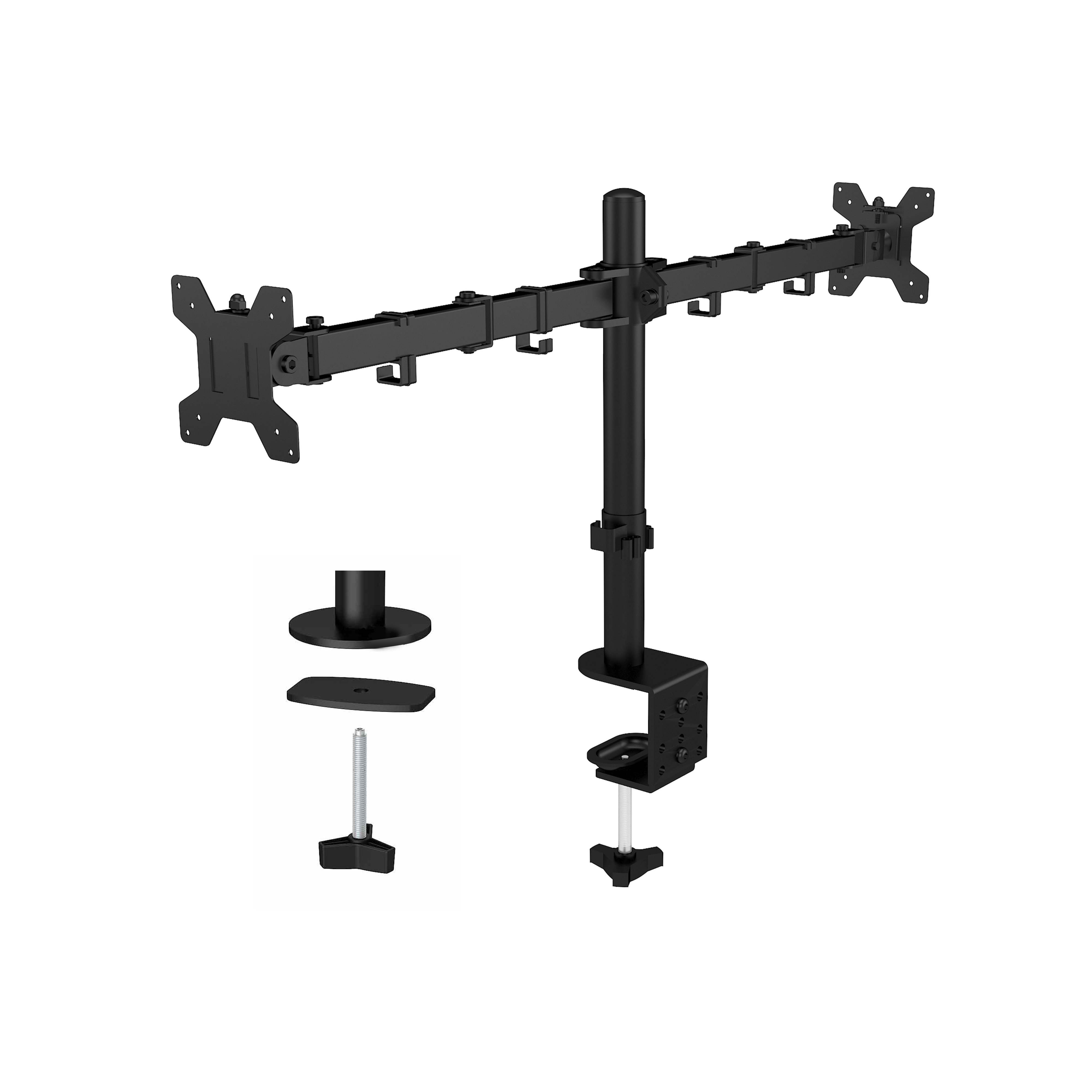 Supporto da Scrivania per 2 Monitor 13-27'' a Morsetto o Vite Passante - Techly ICA-LCD 052B