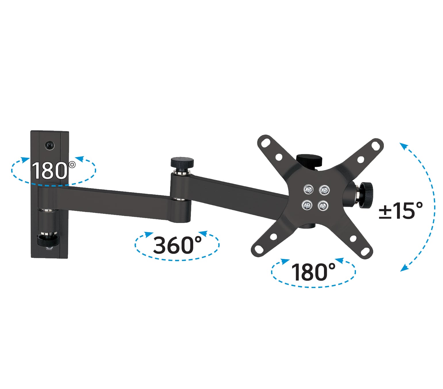 Supporto a muro per TV LED LCD 13-30'' inclinabile 3 snodi nero - Techly ICA-LCD 104BK