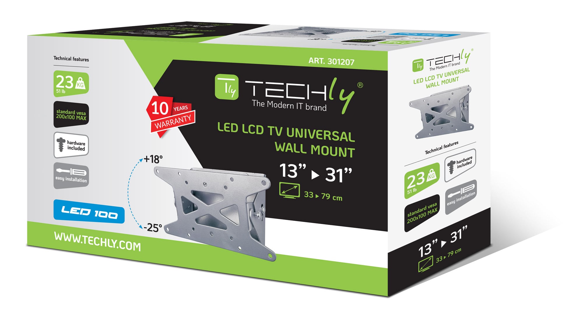 Supporto a muro per TV LED LCD 13''-31'' inclinabile - Techly ICA-LCD 109