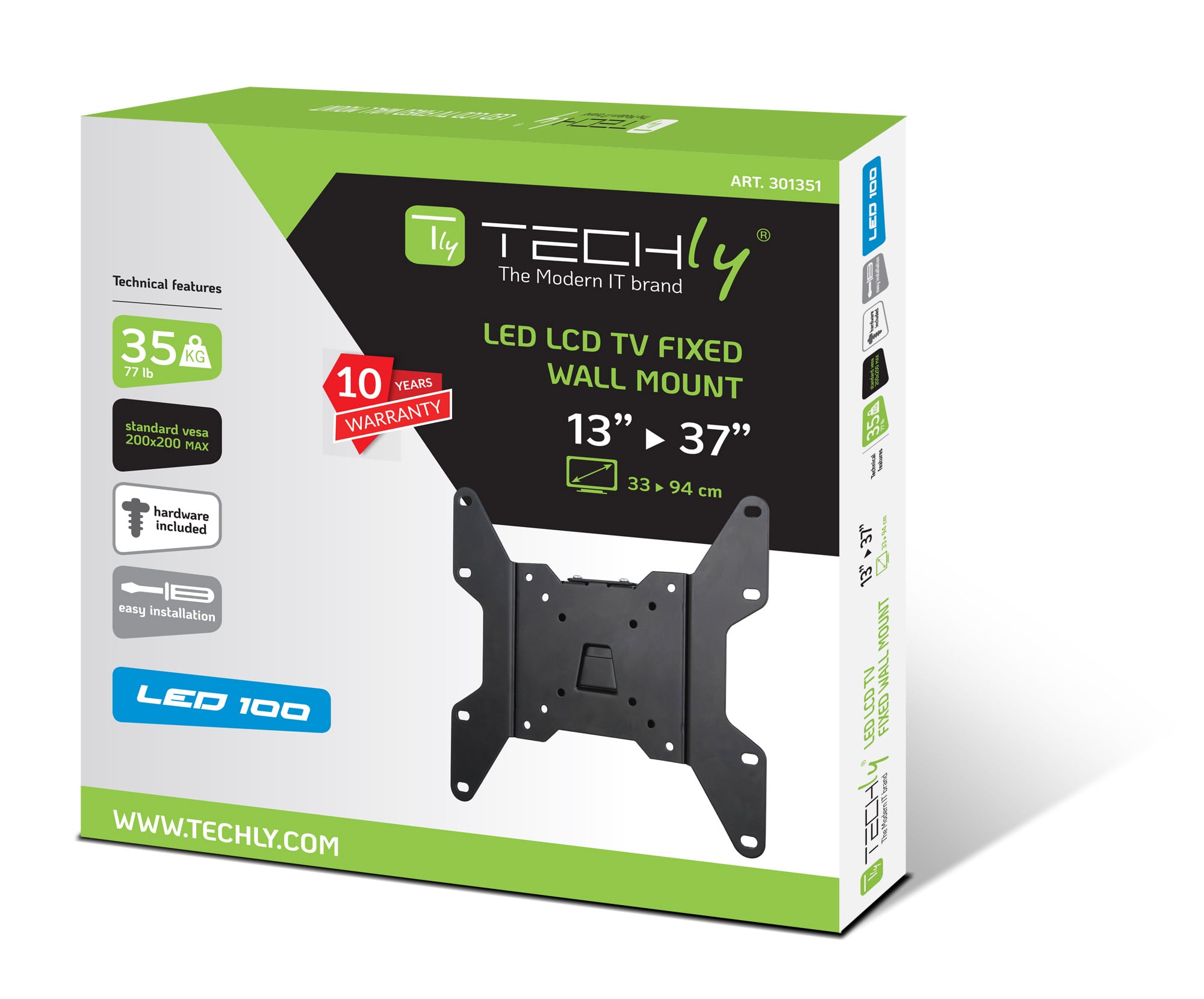 Supporto a muro per TV LED LCD 13''-37'' fisso Nero - Techly ICA-LCD 114