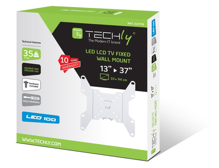 Supporto a Muro per TV LED LCD 13"-37" Fisso Bianco - Techly ICA-LCD 114WH