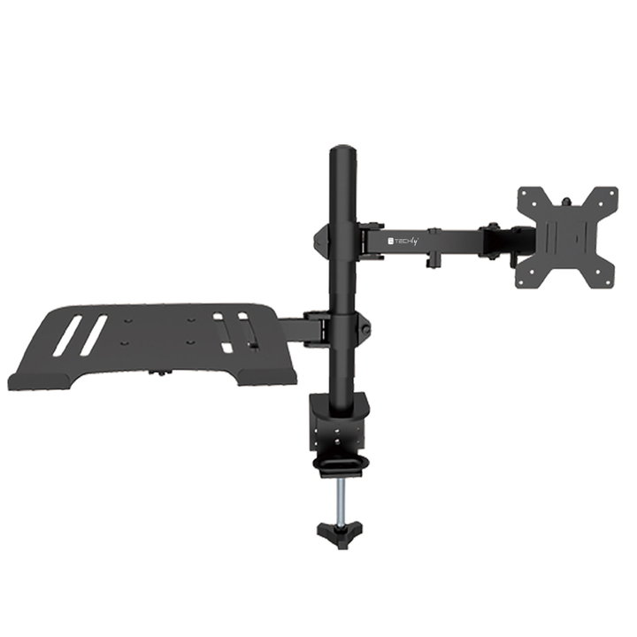 Desk Mount Arm for Monitor 13-32" and Laptop Shelf - Techly ICA-LCD 174NB