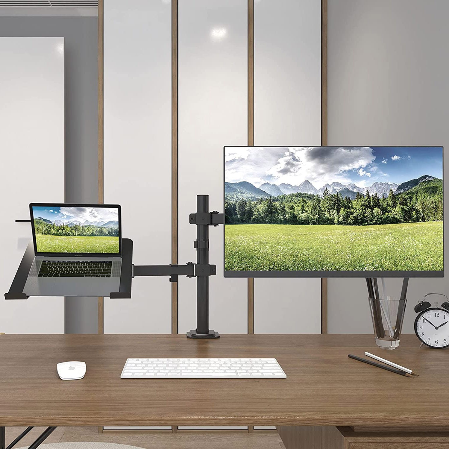 Supporto da Scrivania Braccio per Monitor 13-32'' e Mensola per Laptop - Techly ICA-LCD 174NB