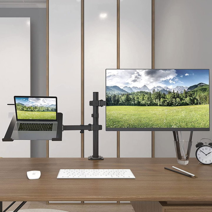 Desk Mount Arm for Monitor 13-32" and Laptop Shelf - Techly ICA-LCD 174NB