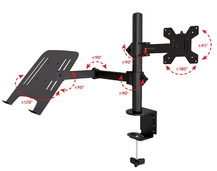 Desk Mount Arm for Monitor 13-32" and Laptop Shelf - Techly ICA-LCD 174NB