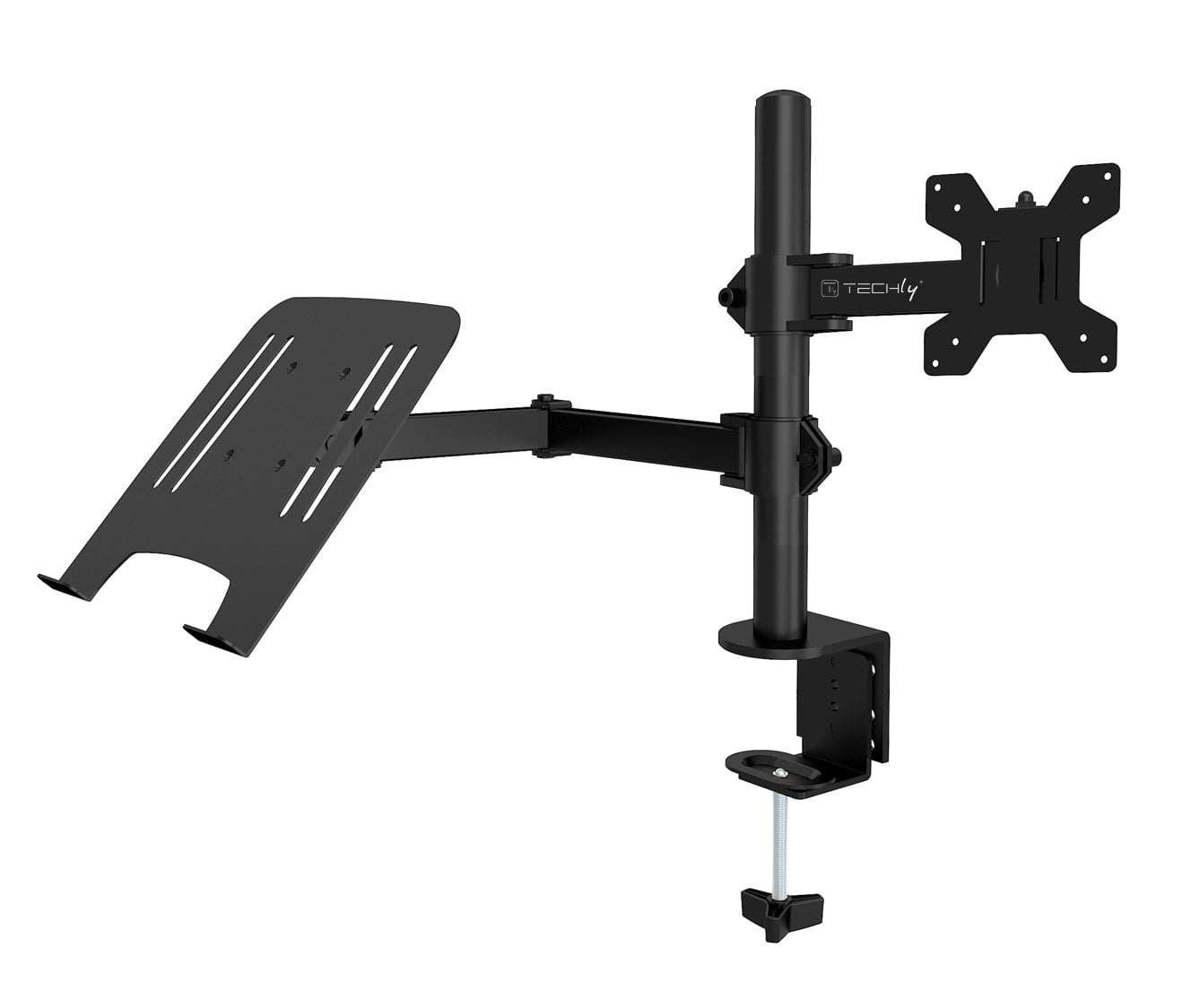 Supporto da Scrivania Braccio per Monitor 13-32'' e Mensola per Laptop - Techly ICA-LCD 174NB