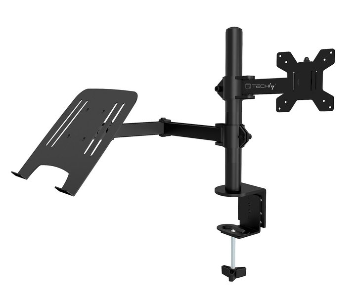 Desk Mount Arm for Monitor 13-32" and Laptop Shelf - Techly ICA-LCD 174NB
