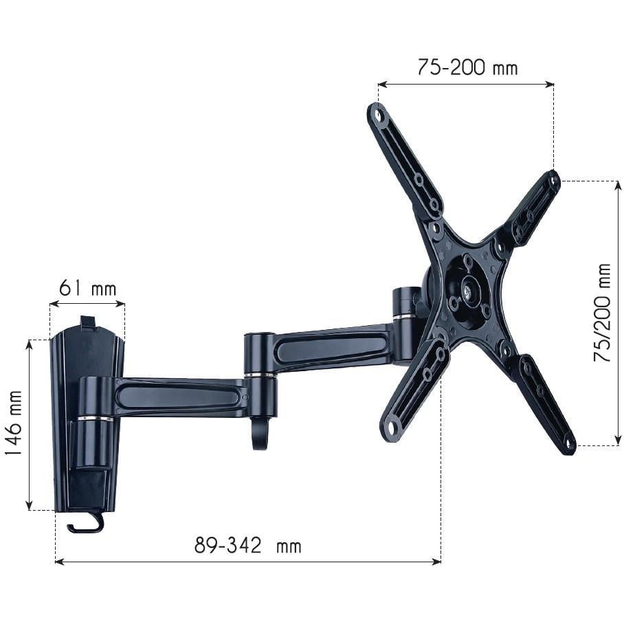 Supporto a Muro per TV LED LCD 13 - 37'' Inclinabile 3 Snodi Nero - Techly ICA-LCD 2102