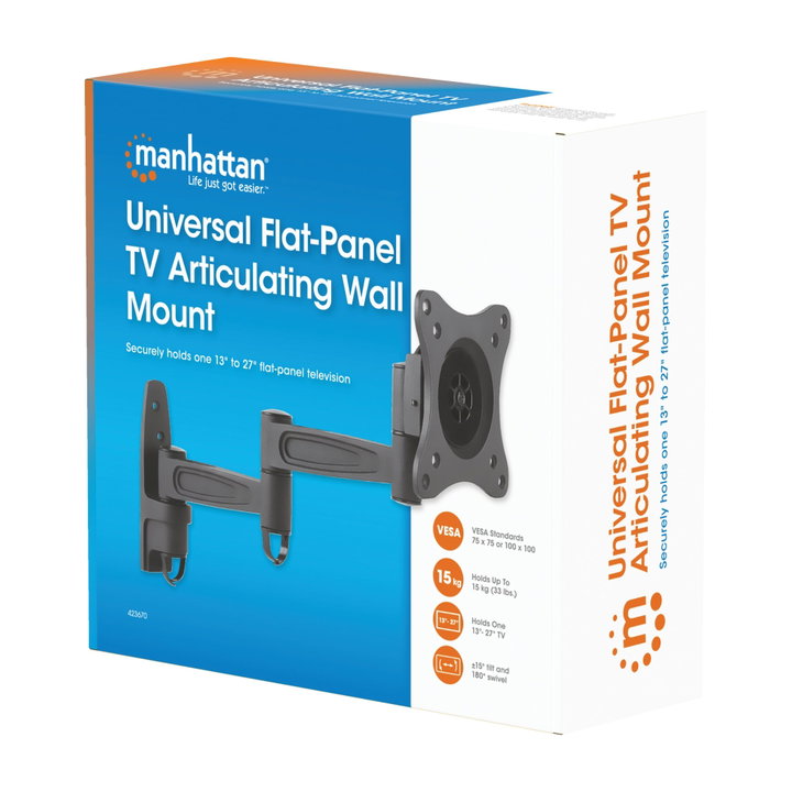 Supporto a Muro Universale Articolato per TV Flat-Panel 13-27" - Manhattan ICA-LCD 23LM