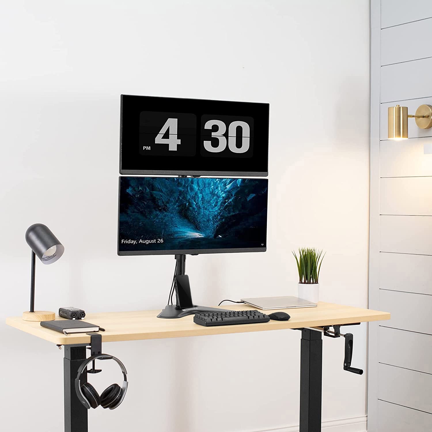 Supporto da Scrivania 2 Monitor 17-32'' con Base e Supporto per Smartphone - Techly ICA-LCD 2520V2