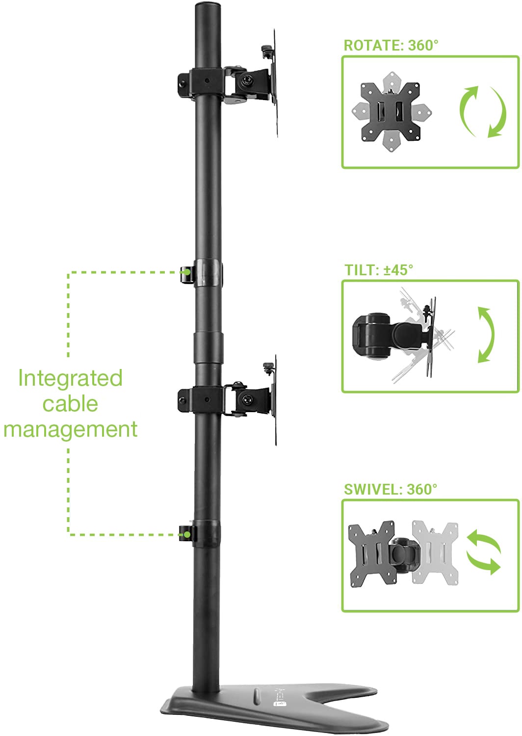 Supporto da Scrivania 2 Monitor 17-32'' con Base e Supporto per Smartphone - Techly ICA-LCD 2520V2