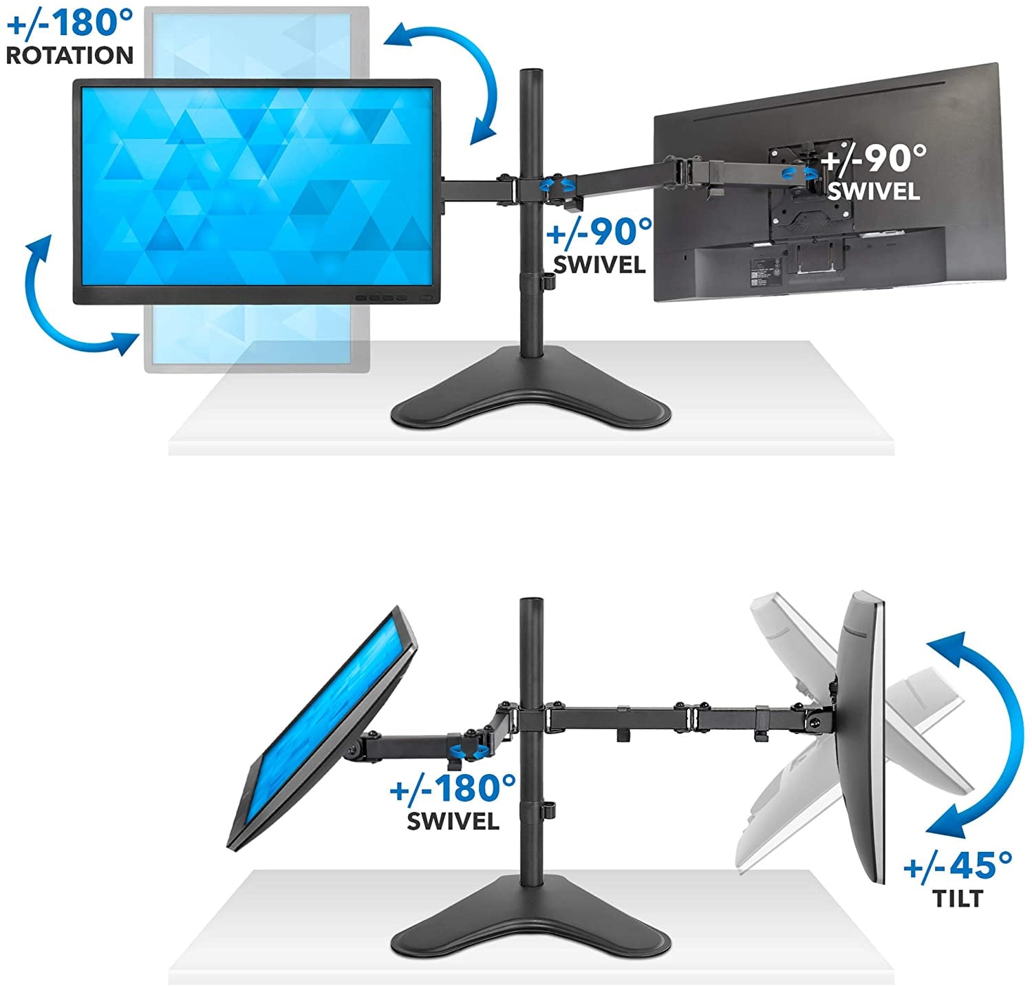 Supporto da scrivania per 2 Monitor 13-32'' con base - Techly ICA-LCD 2524