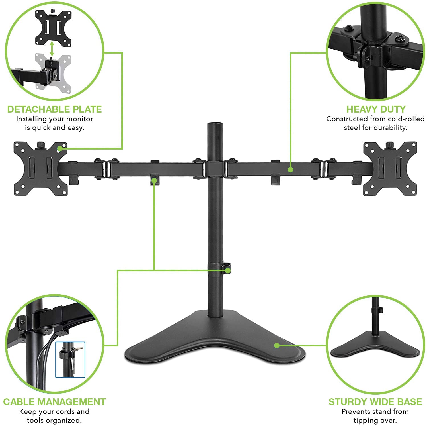 Supporto da scrivania per 2 Monitor 13-32'' con base - Techly ICA-LCD 2524