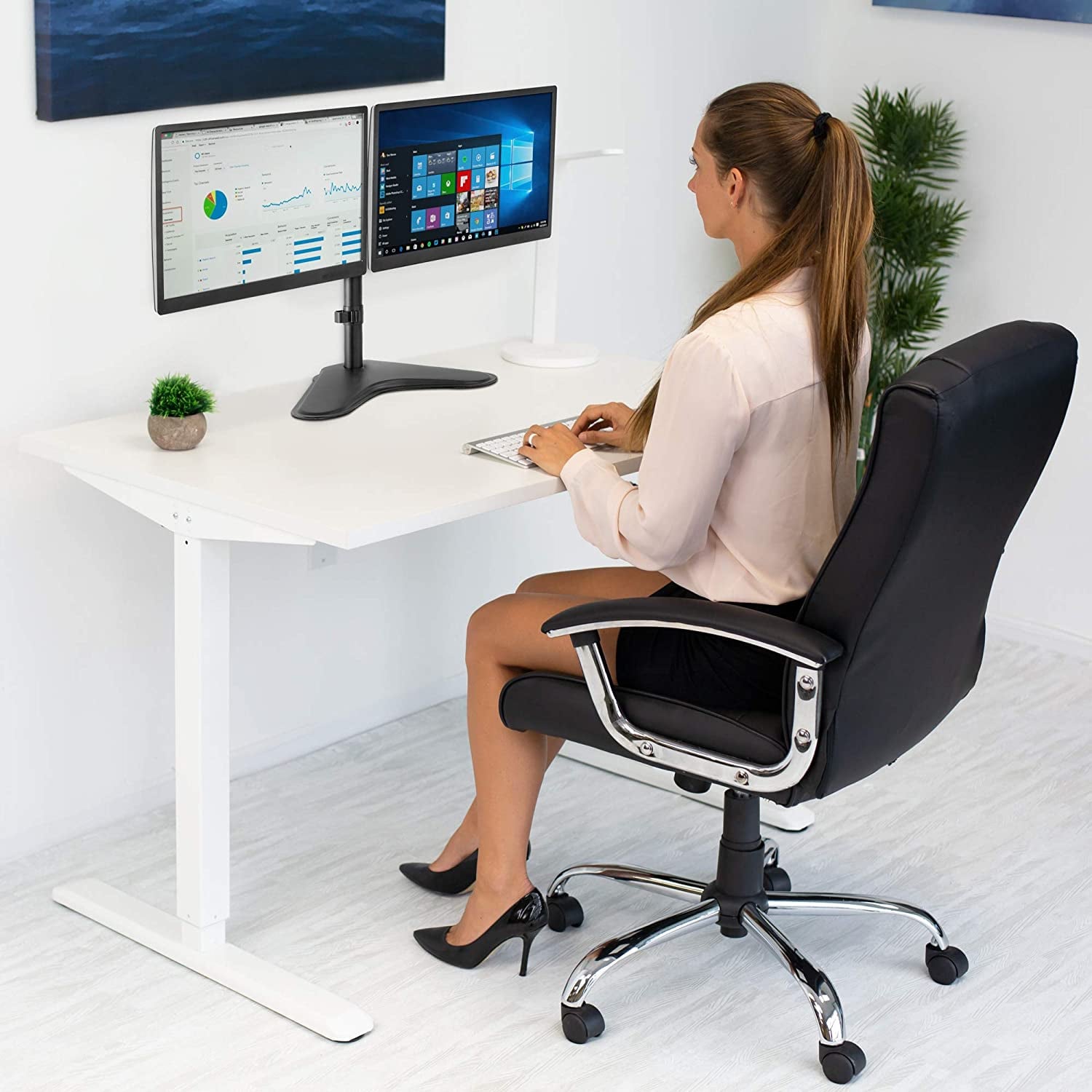 Supporto da scrivania per 2 Monitor 13-32'' con base - Techly ICA-LCD 2524
