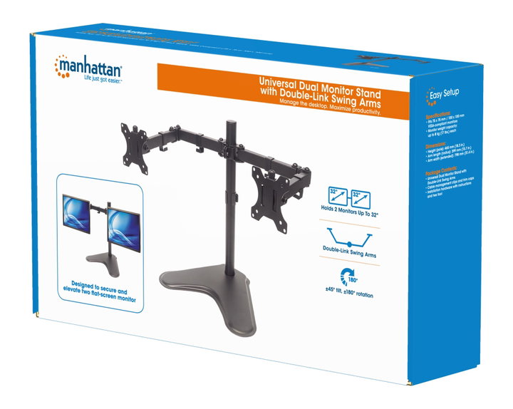 Supporto da Scrivania per 2 Monitor 13-32" con Base - Manhattan ICA-LCD 2524M