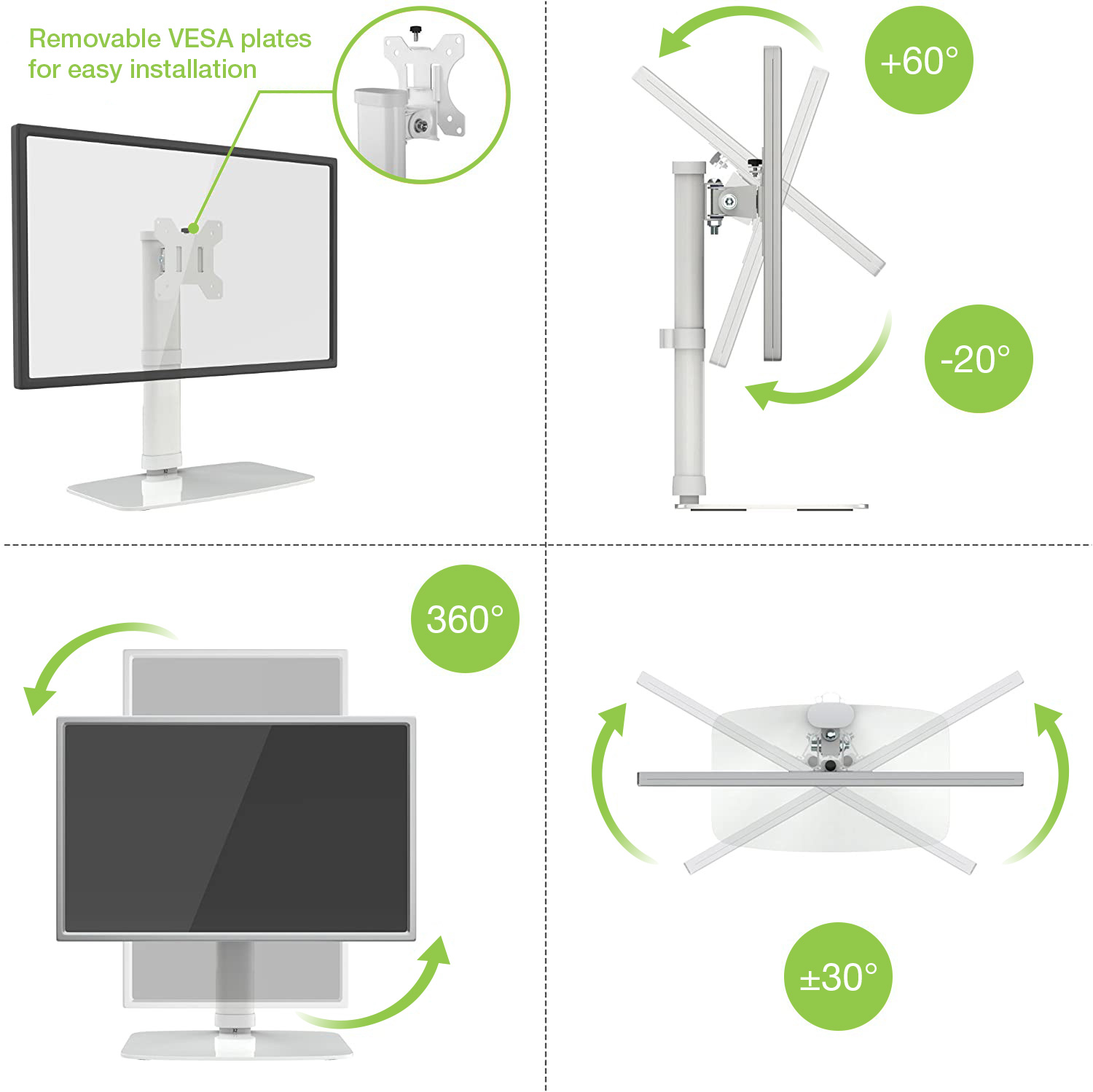 Supporto da Tavolo Stand per Monitor 17-27'' con Base - Techly ICA-LCD 260