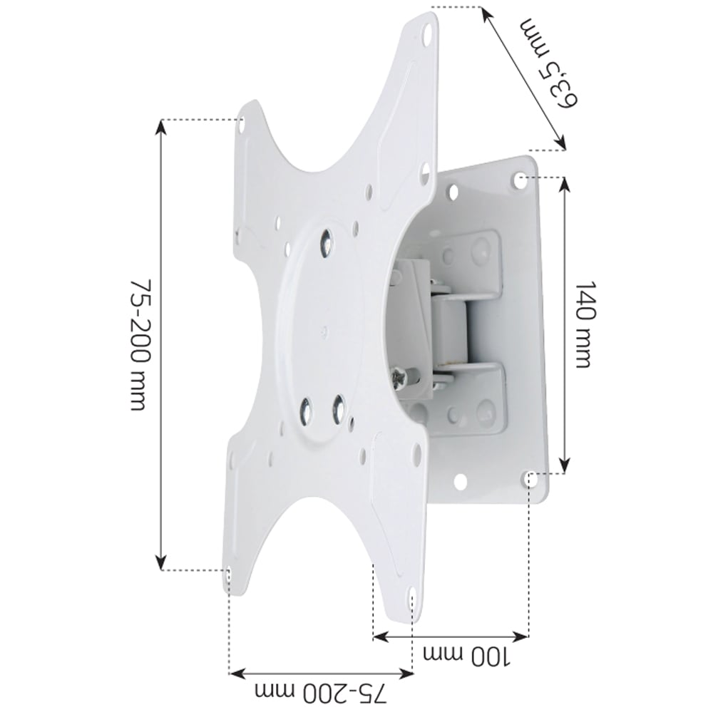 Wall Mount for 19 LED TV - 37 " 1 Tiltable White joint - Techly ICA-LCD 2900 Wh