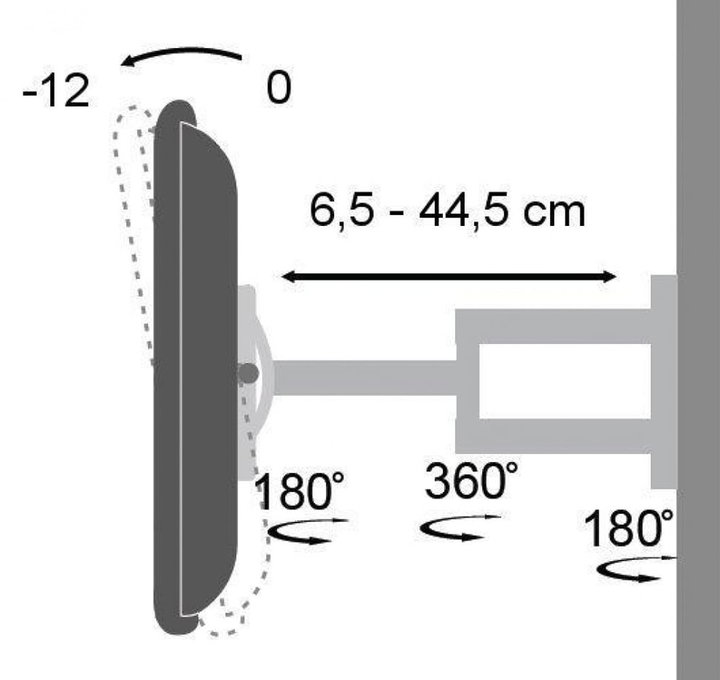 Supporto a Muro per TV LED LCD 19-37" Inclinabile 3 Snodi Bianco - Techly ICA-LCD 2903WH
