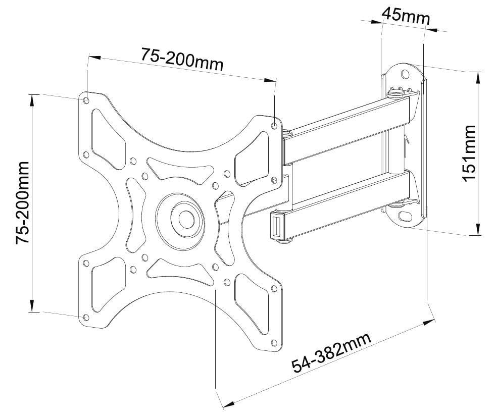 Supporto a Muro per TV LED LCD 19-37'' Full-Motion Nero - Techly ICA-LCD 2923B