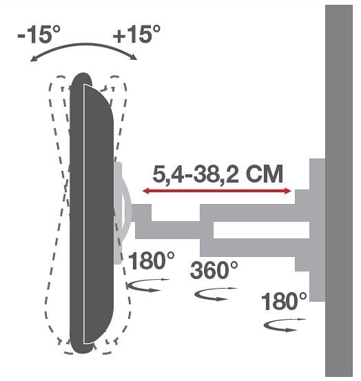Supporto a Muro per TV LED LCD 19-37'' Full-Motion Nero - Techly ICA-LCD 2923B