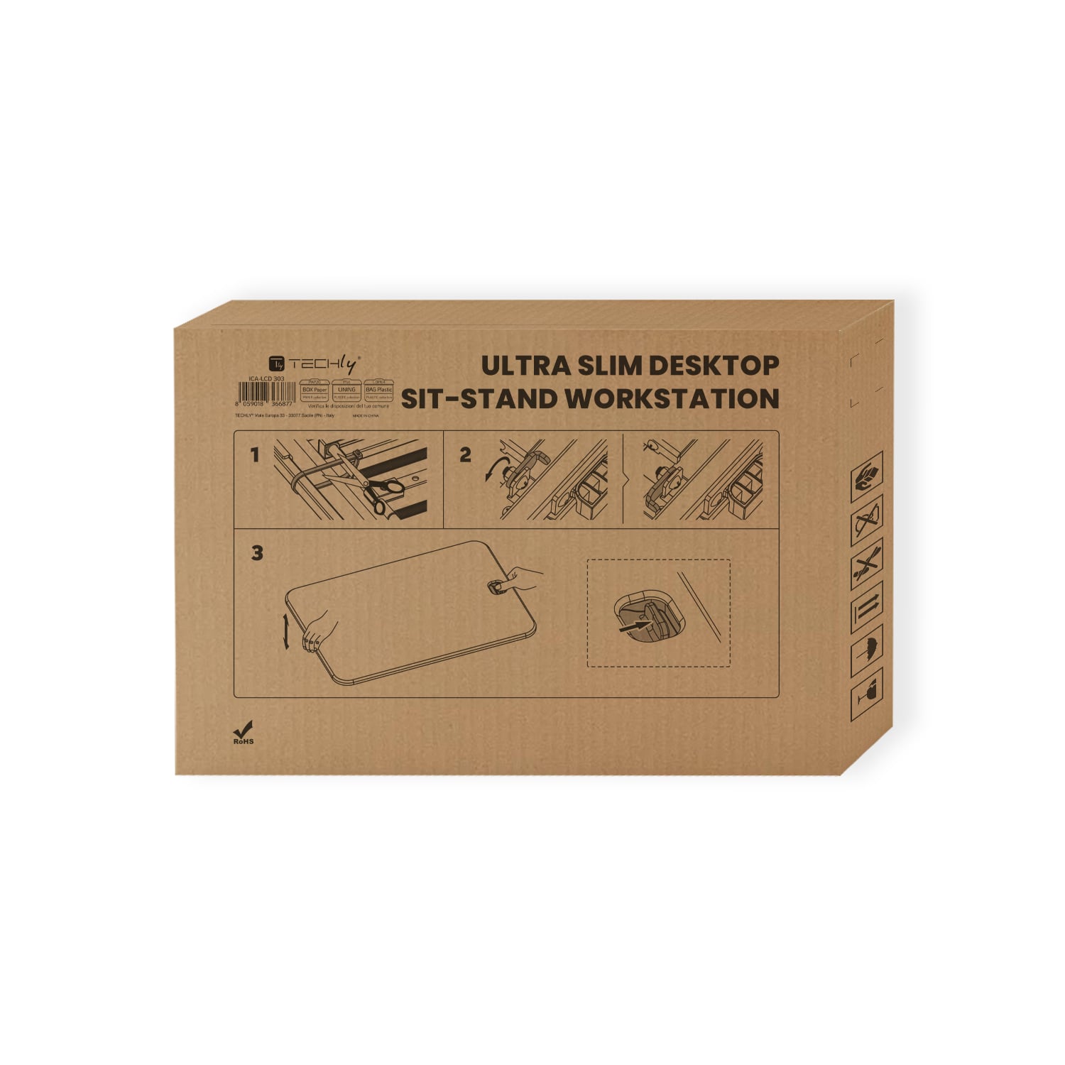 Convertitore da Scrivania In Piedi Sit Stand con Molla a Gas e Vassoio Porta Tastiera - Techly ICA-LCD 303