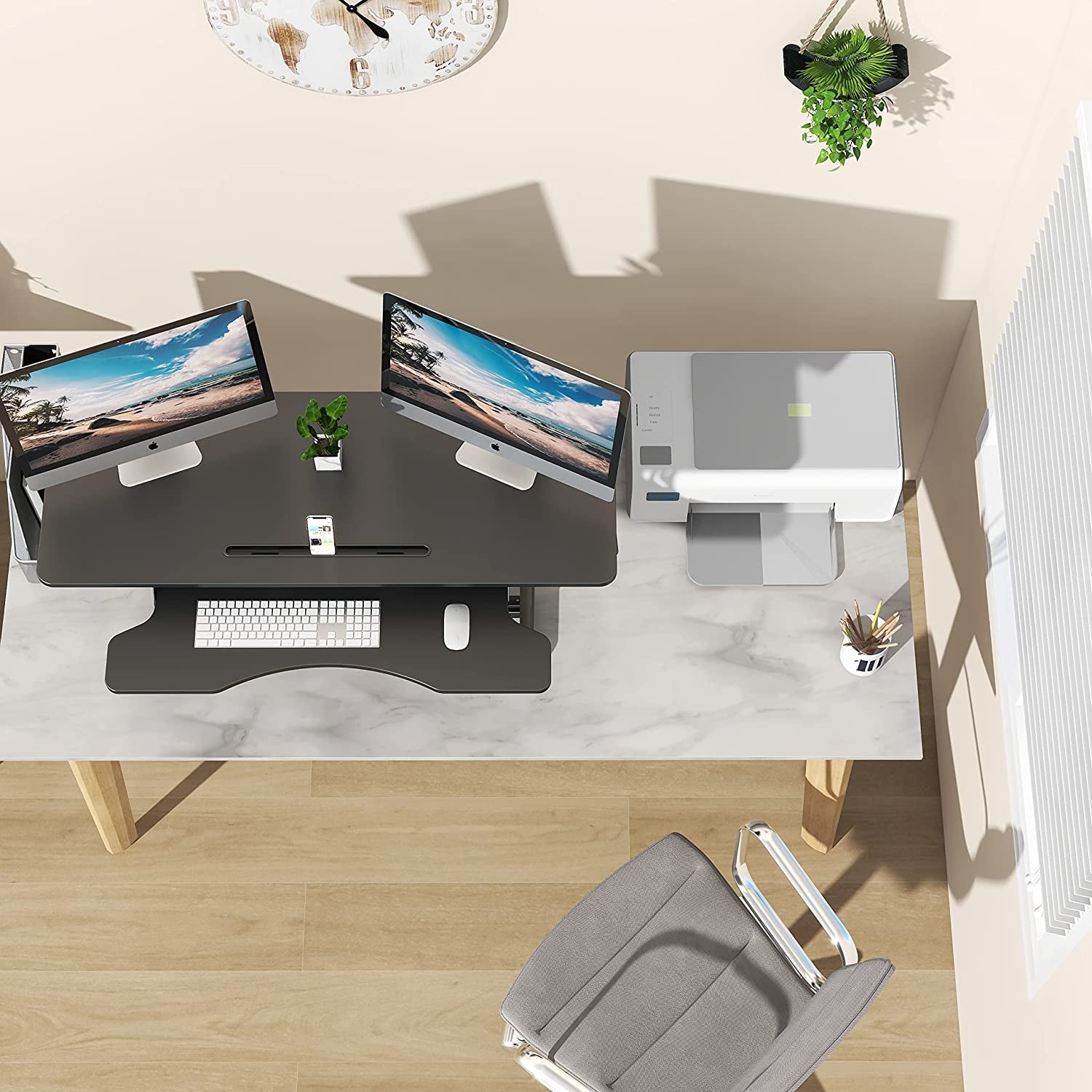 Convertitore da Scrivania In Piedi Sit Stand con Molla a Gas e Vassoio Porta Tastiera - Techly ICA-LCD 303