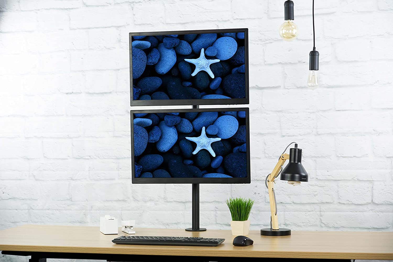 Supporto da Scrivania per 2 Monitor 13-27'' con Morsetto - Techly ICA-LCD 350-D