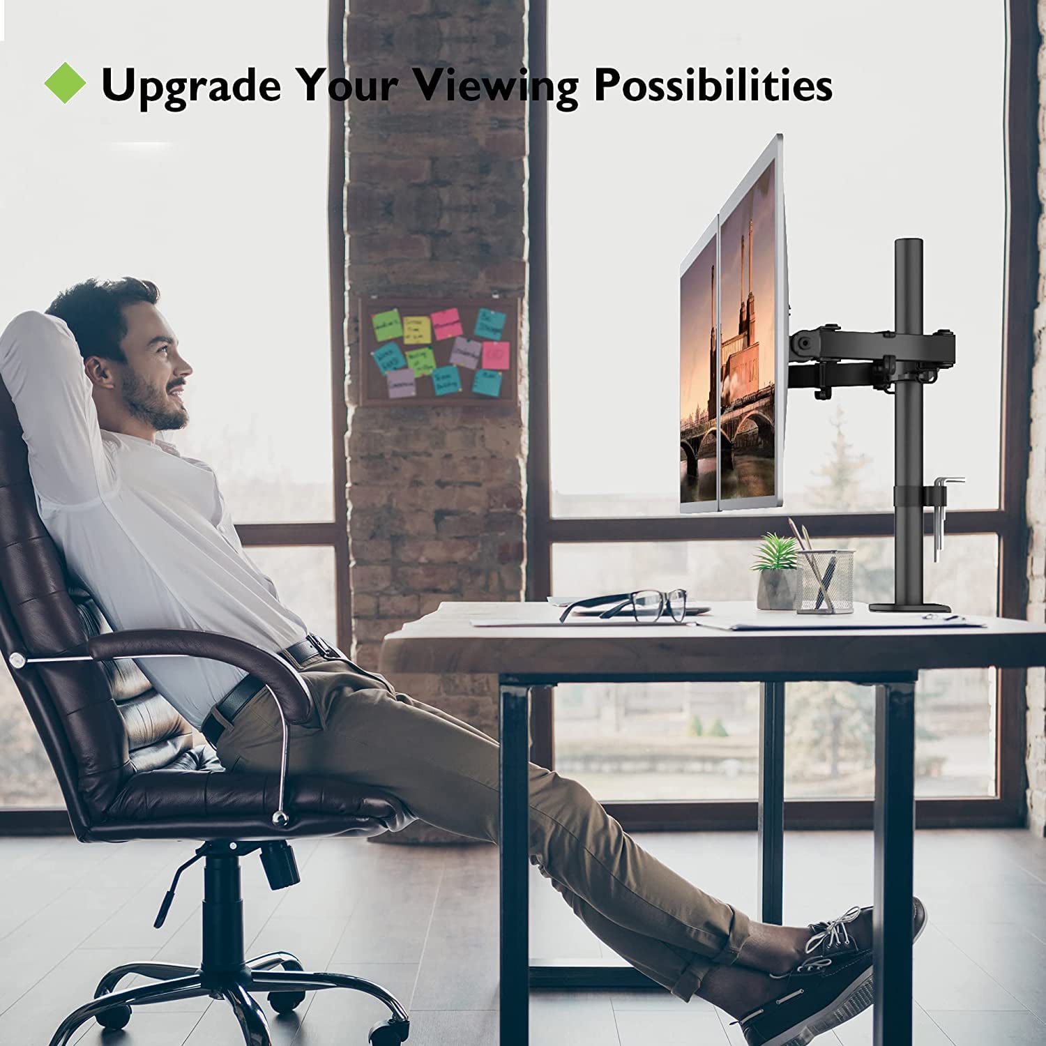 Supporto da Scrivania per 2 Monitor 13-27'' Installazione con Morsetto o Vite Passante - Techly ICA-LCD 382-D