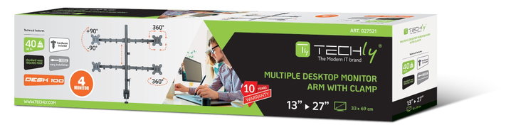 Supporto da scrivania per 4 monitor 13-27" VESA 75x75/100x100 mm - Techly ICA-LCD 382-Q