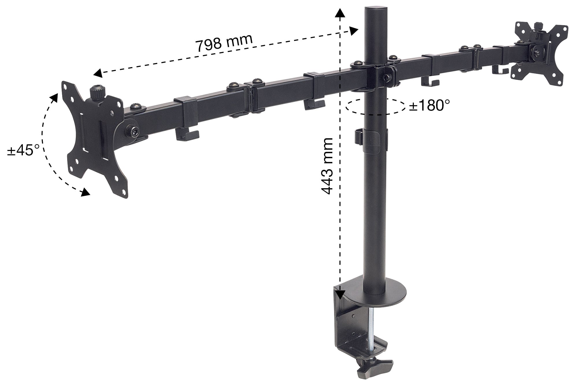 Supporto da Scrivania per 2 Monitor 13-32'' con Morsetto - Manhattan ICA-LCD 461-D