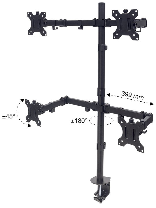 Supporto da Scrivania per 4 Monitor 13-32" con Morsetto - Manhattan ICA-LCD 461-Q