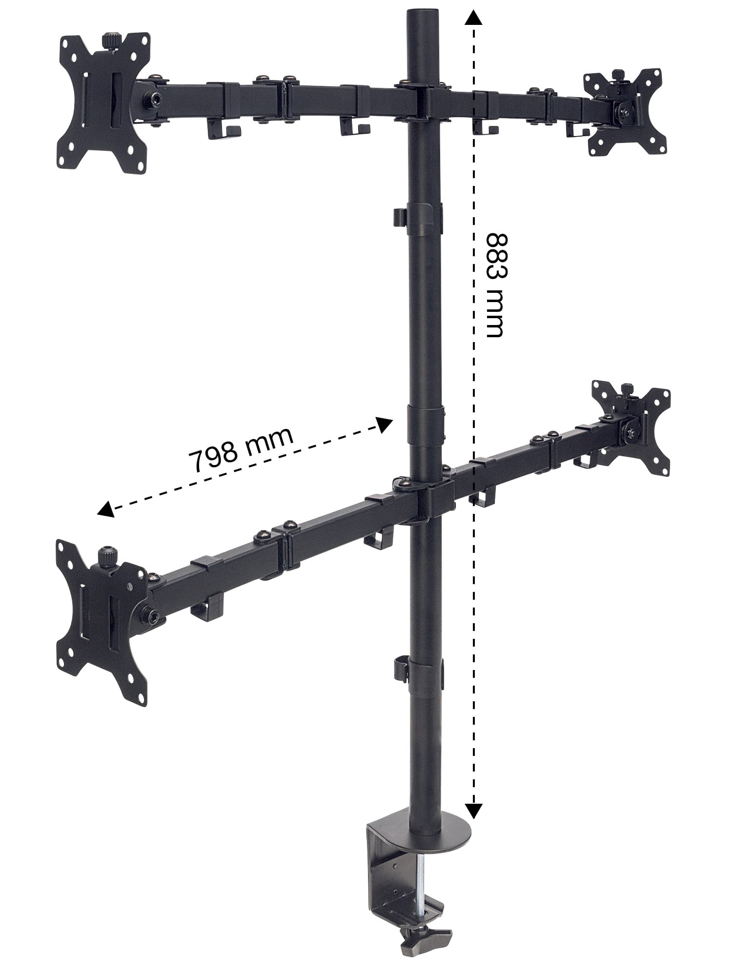 Desk support for 4 Monitor 13 - 32 " with Clamp - Manhattan ICA-LCD 461 -Q