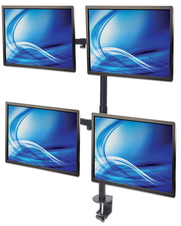 Supporto da Scrivania per 4 Monitor 13-32" con Morsetto - Manhattan ICA-LCD 461-Q