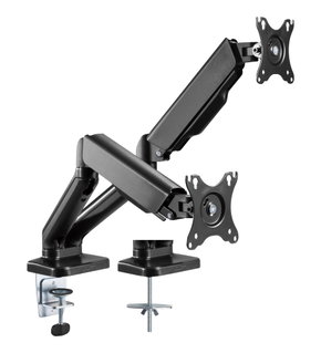 Supporto da Scrivania Doppio Monitor 17-32'' con Molla a Gas Nero - Techly ICA-LCD 462B
