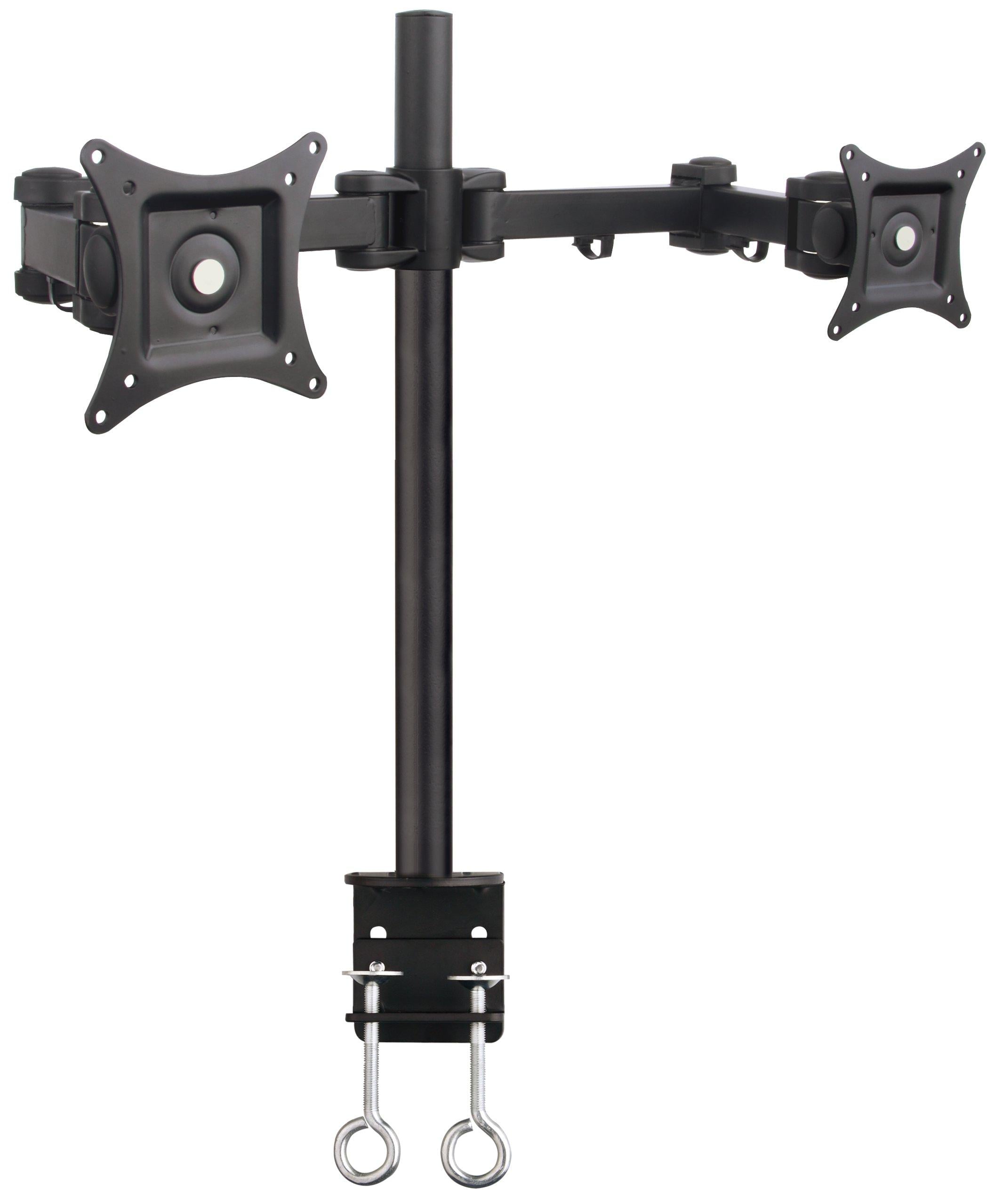 Supporto da Scrivania per 2 Monitor 13-27'' Diametro 48 mm ad Altezza Regolabile con Morsetto a C - Techly ICA-LCD 482-D