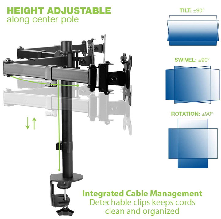 Desktop stand for 3 Monitor 13-24" with Clamp - Techly ICA-LCD 482-T